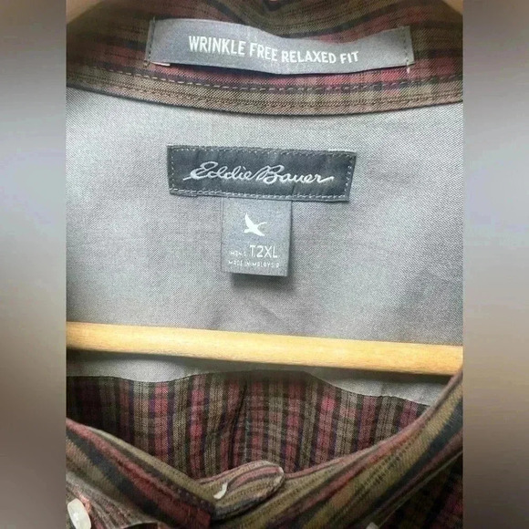 Eddie Bauer Plaid Flannel Button Down Shirt Men Classic Fit Long Sleeve T2XL - Picture 10 of 16